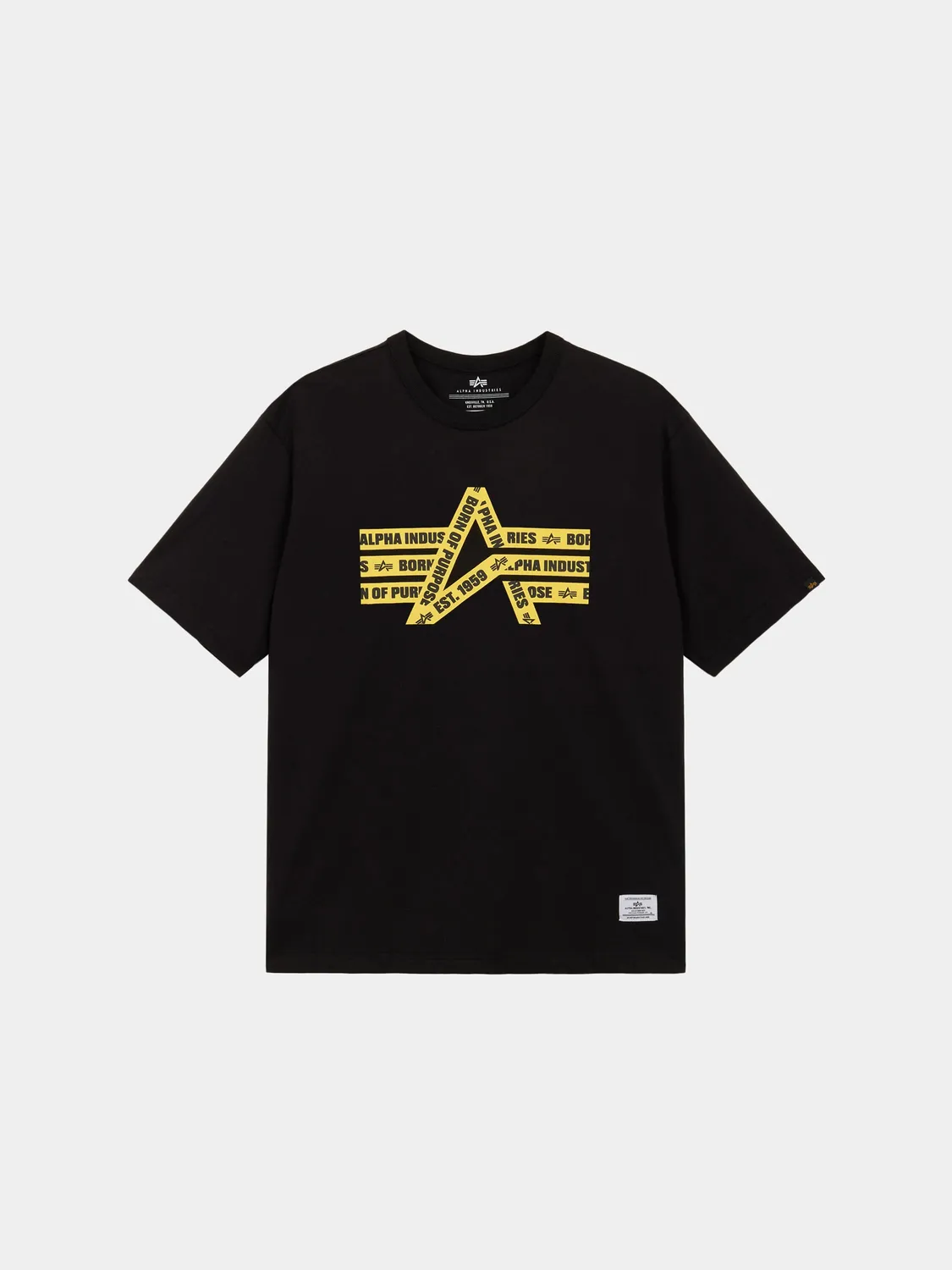Alpha Industries Caution Tape Tee tricou bumbac alb relaxed