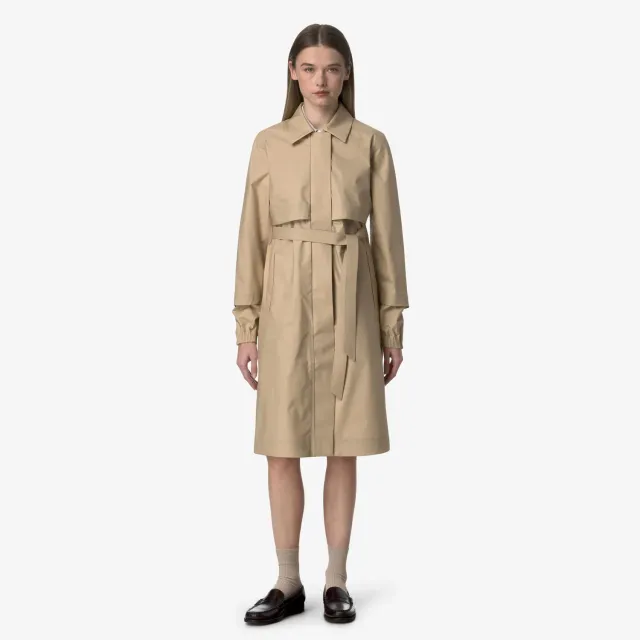 K-Way Jesy 3L Poplin palton lung Beige Rope din bumbac