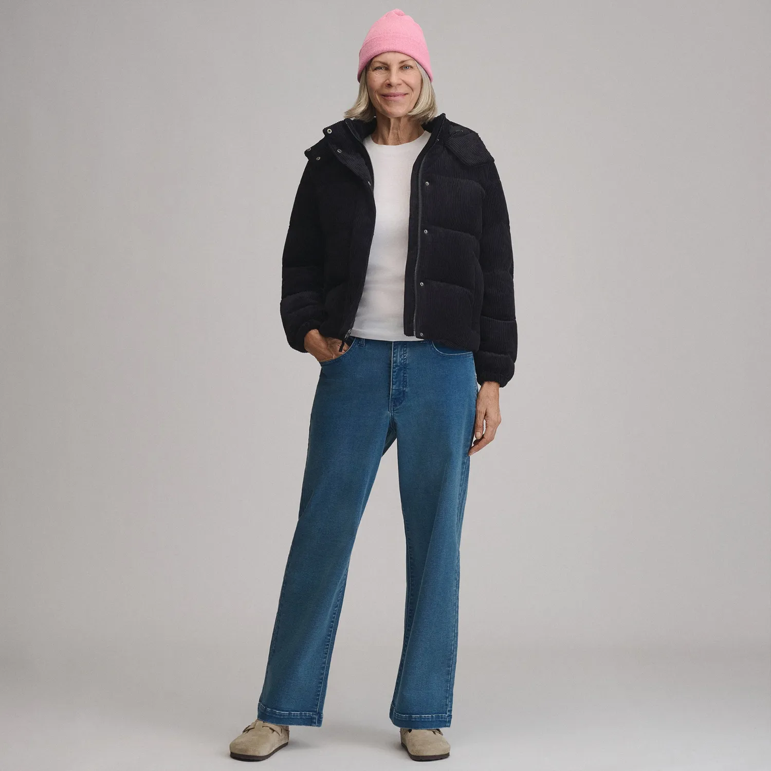 Eddie Bauer Plush Puff geaca puf neagra catifea