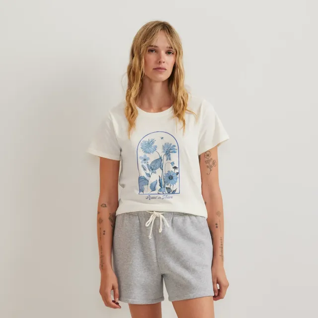 Eddie Bauer Rooted In tricou dama ivoire imprimeu