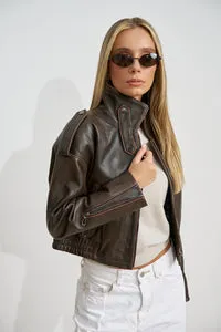Mareus Vintage 663 geacă piele crop antique brown