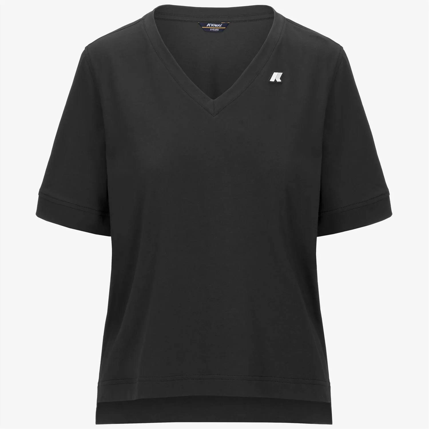 K-Way Leda tricou negru dama bumbac cu decolteu V