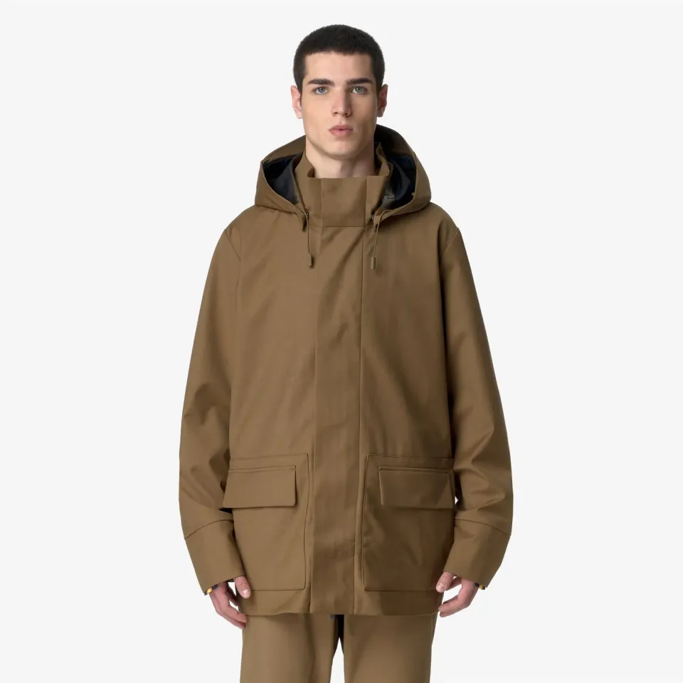 K-Way Erhal Tech Wool Blend palton maro lana impermeabil