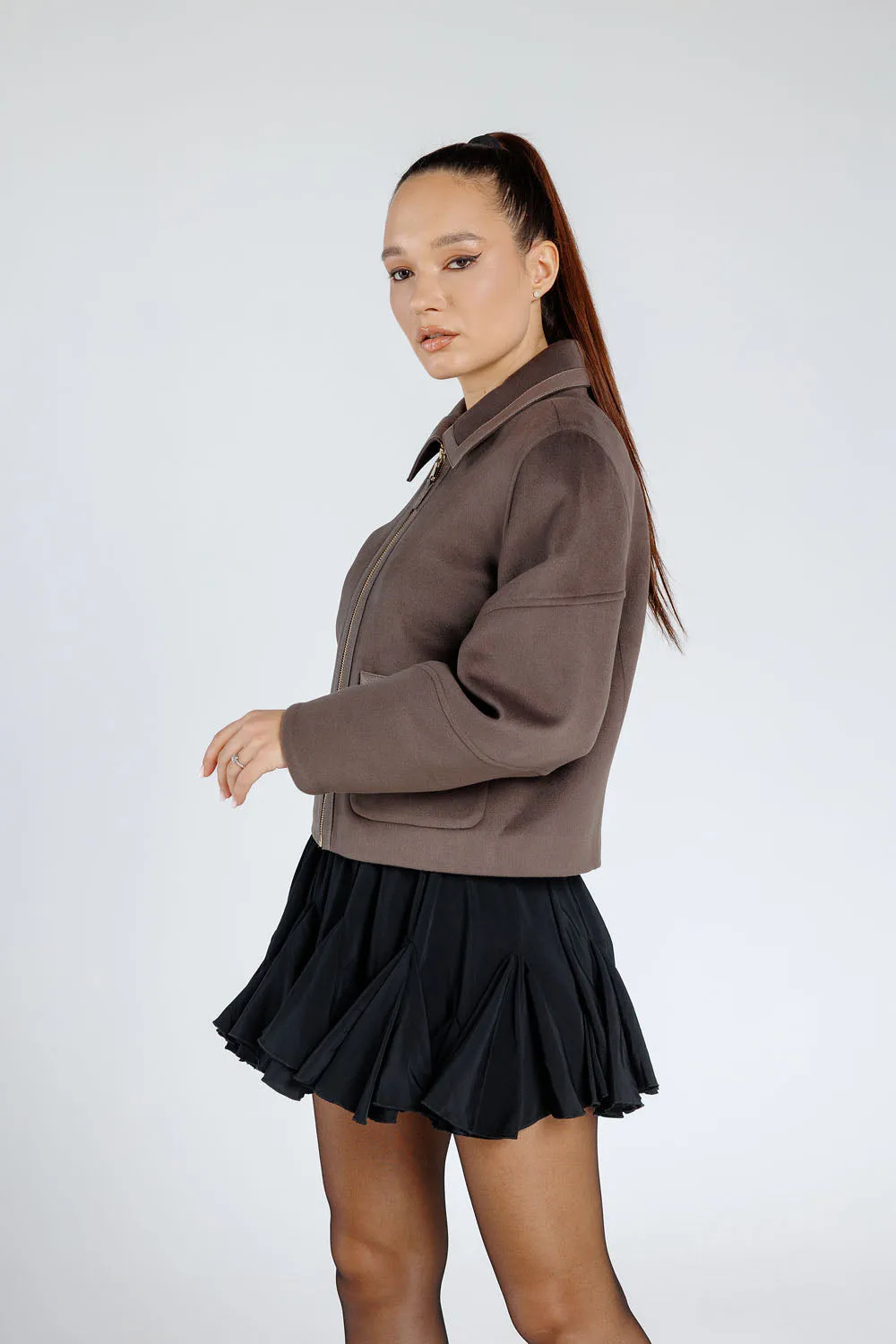 Mareus geaca casmir Bronze 369 scurta 52 cm piele