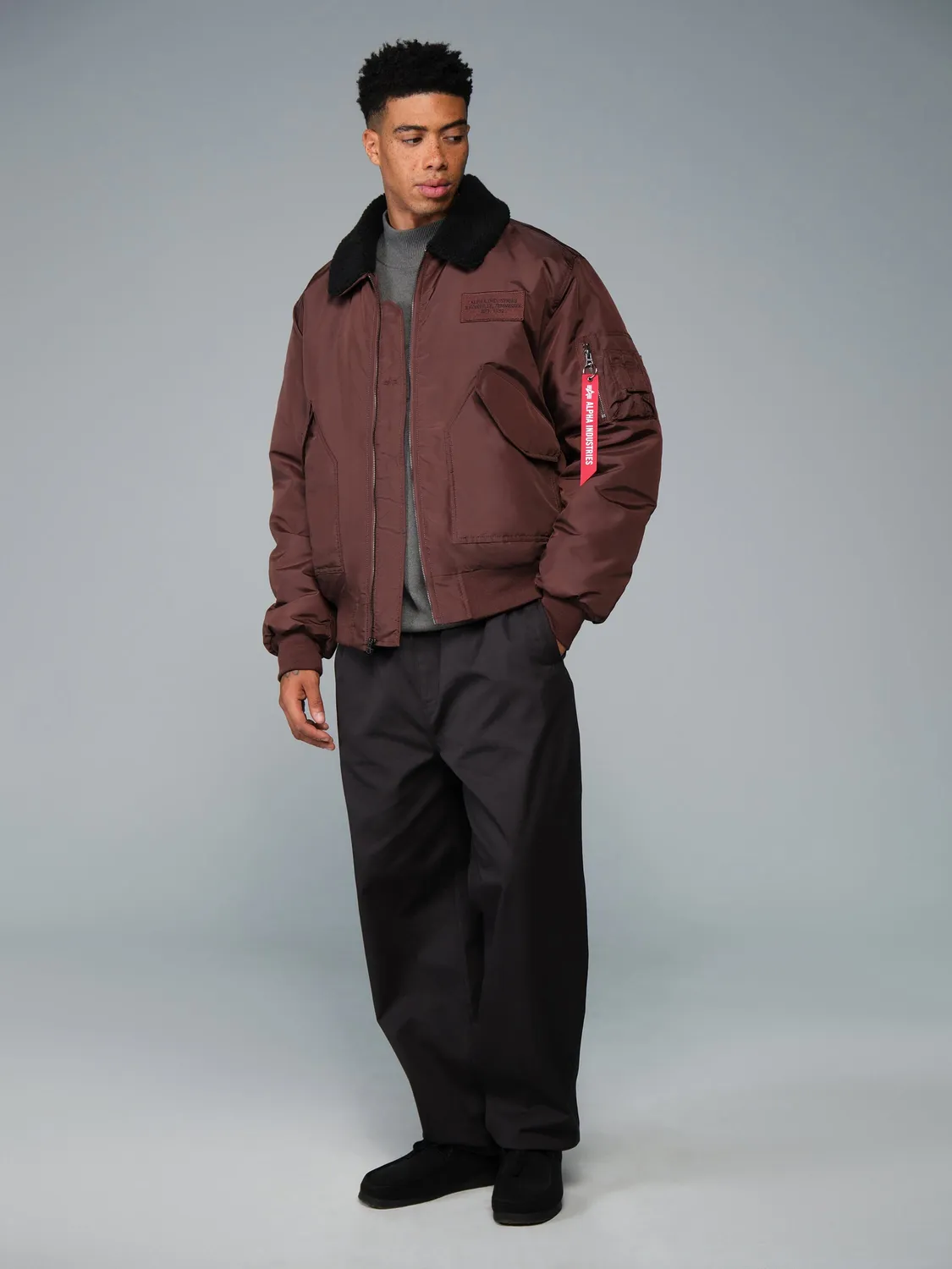 Alpha Industries CWU 45/P geaca bomber neagra Sherpa