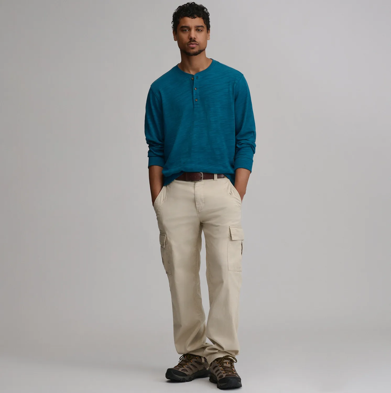 Eddie Bauer Slub Jersey henley bărbați bumbac albastru