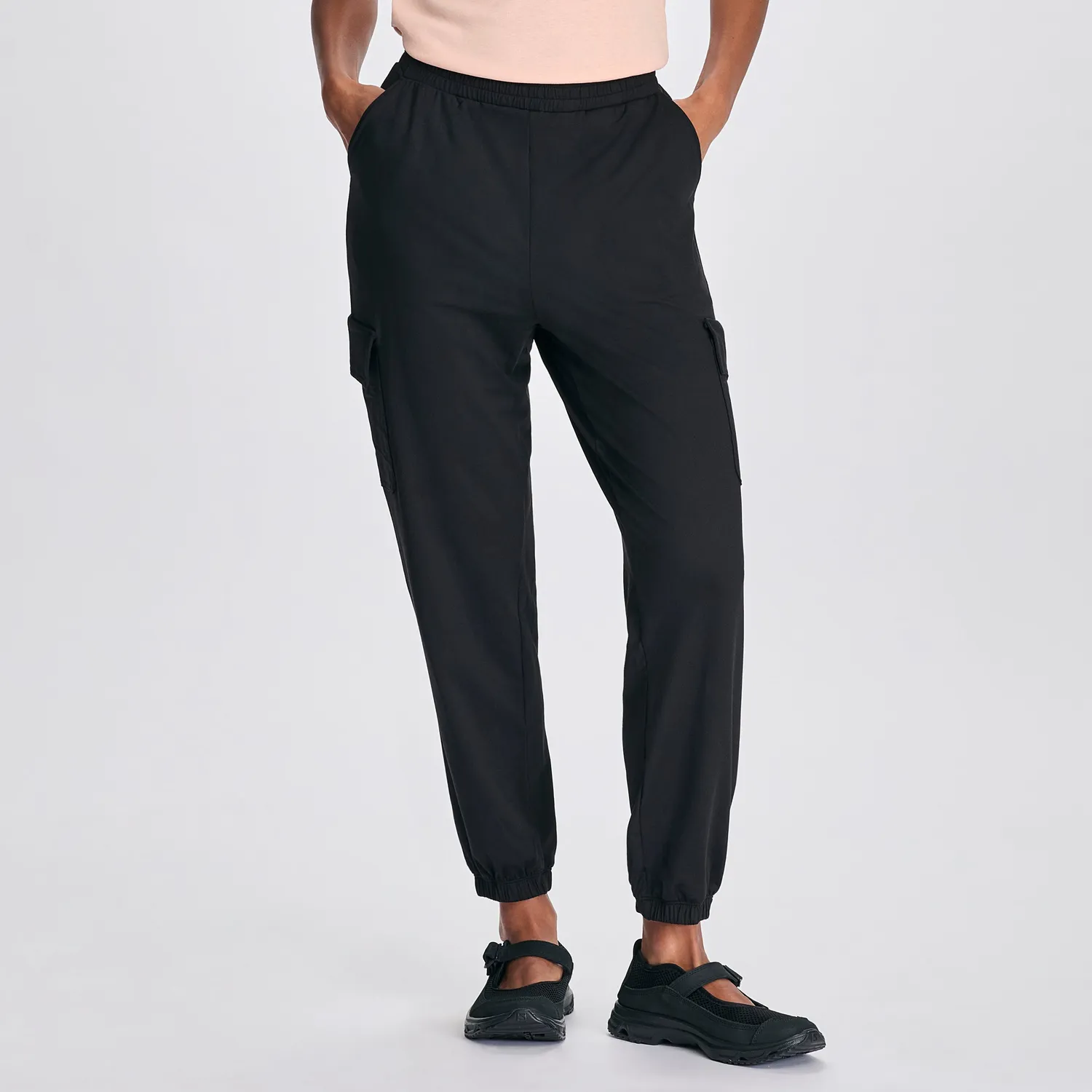 Eddie Bauer Sightseer Knit Cargo pantaloni negri dama