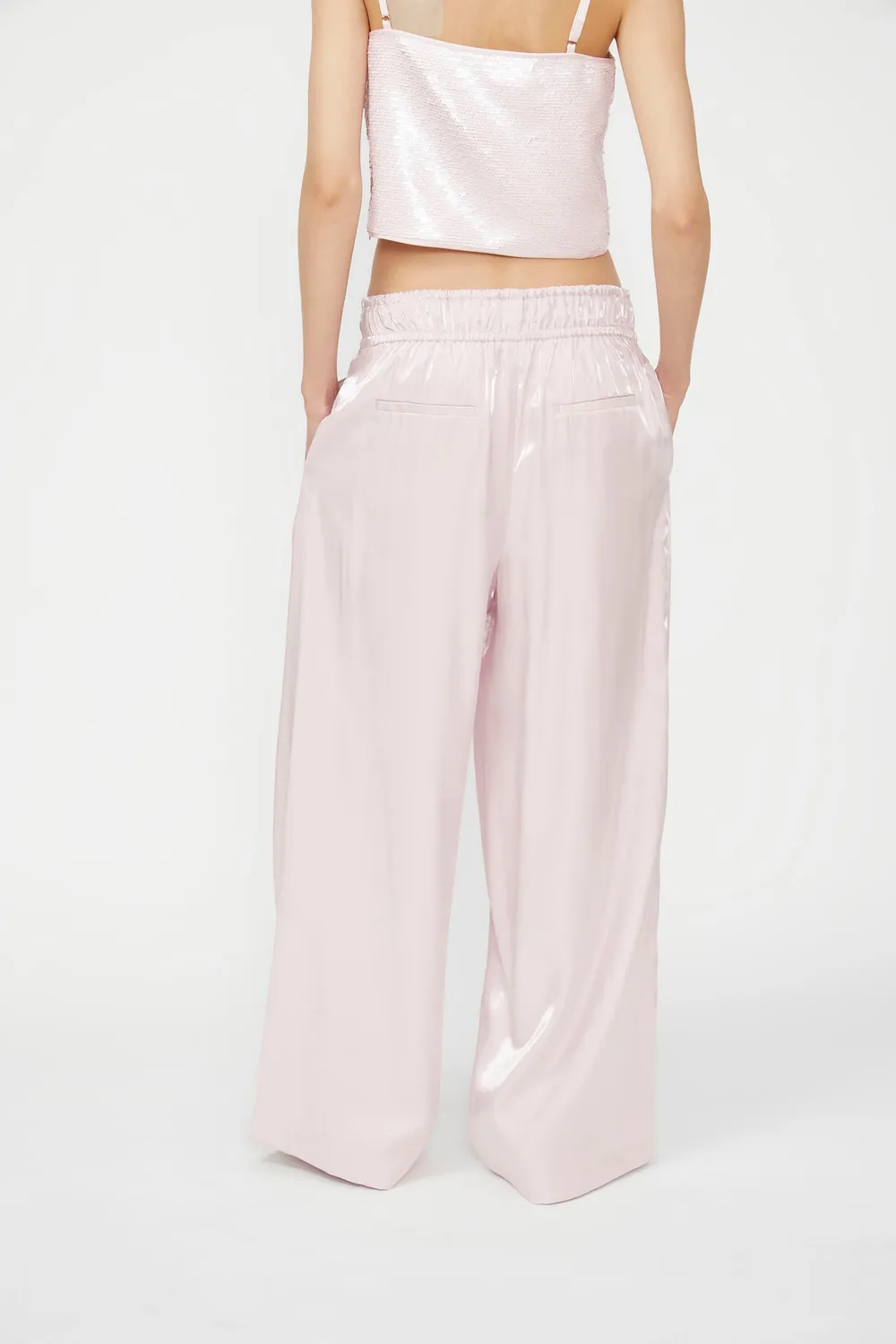 Isabelle Blanche pantaloni roz vascoza elastic snur