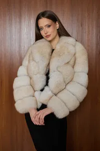 Mareus 478 haină vulpe damă beige caldă