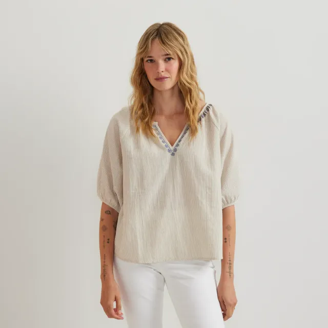 Eddie Bauer Embroidered Trim camasa dama pumice bumbac