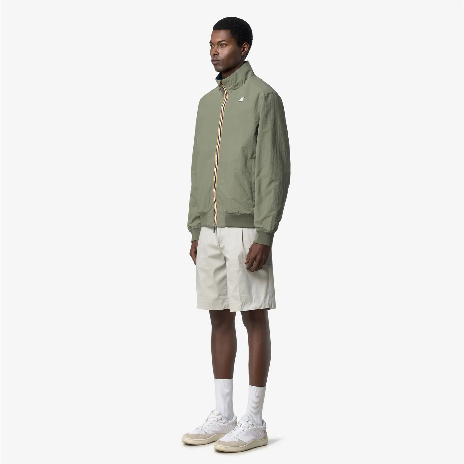 K-Way Arsene Cotton Double geaca scurta verde reversibila