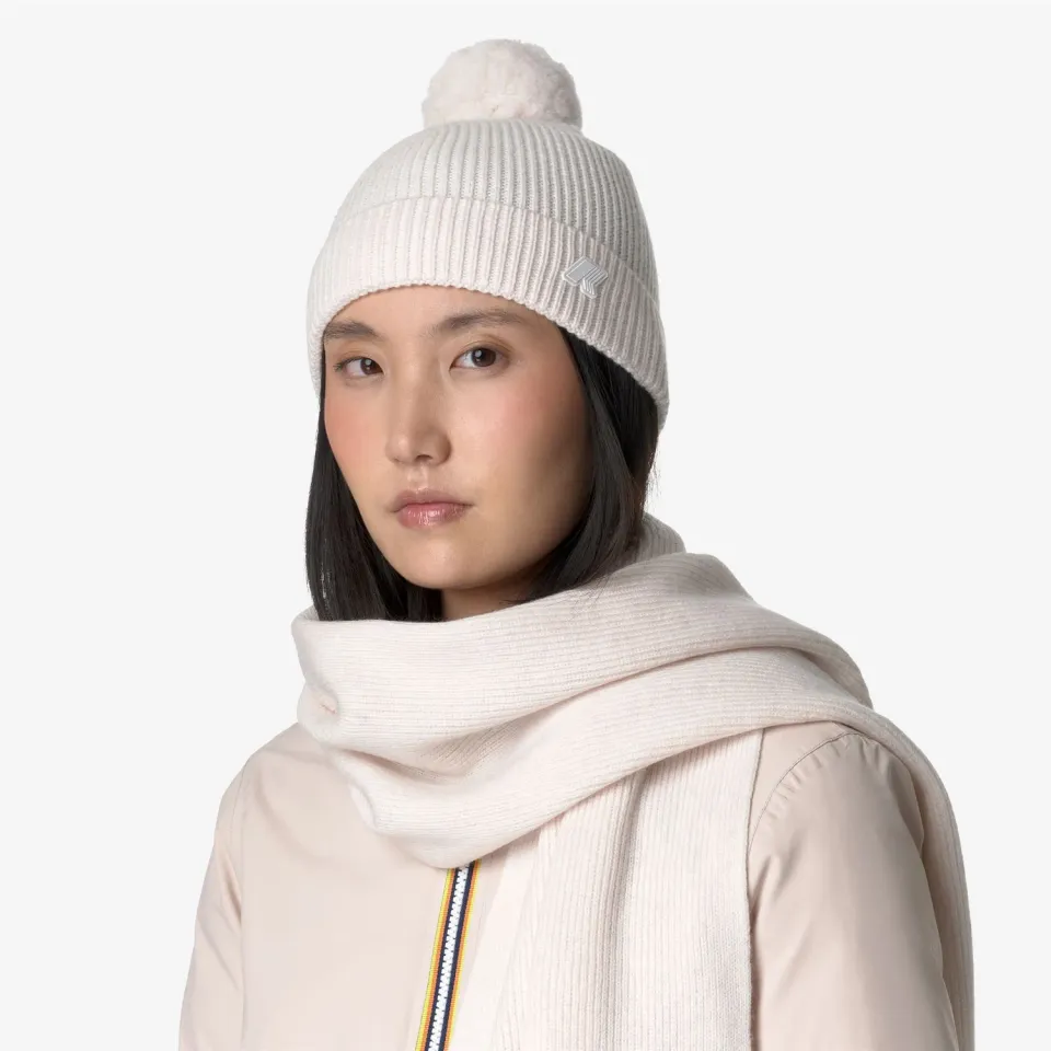 K-Way Vincienne Cardigan Stitch caciula lana White Gardenia Melange