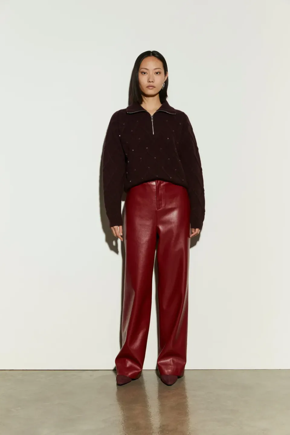 Isabelle Blanche pantaloni piele marsala M