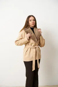 Mareus Pastel 714 palton casmir Pastel cu vizon