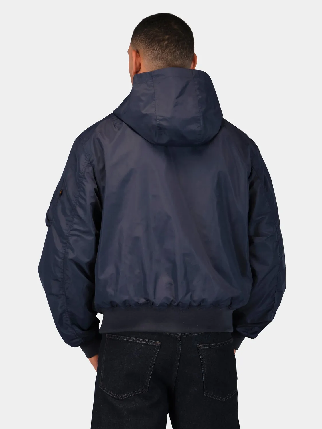 Alpha Industries L-2B Logo Hooded Hunter geaca Replica Blue impermeabila