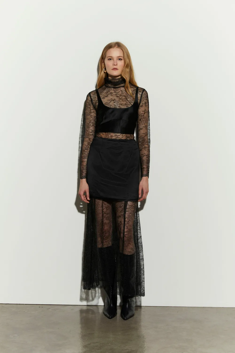 Isabelle Blanche Skirt fustă lungă neagră dantelă