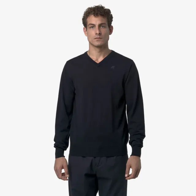 K-Way Antoine Merino pulover barbati Blue Depth lana