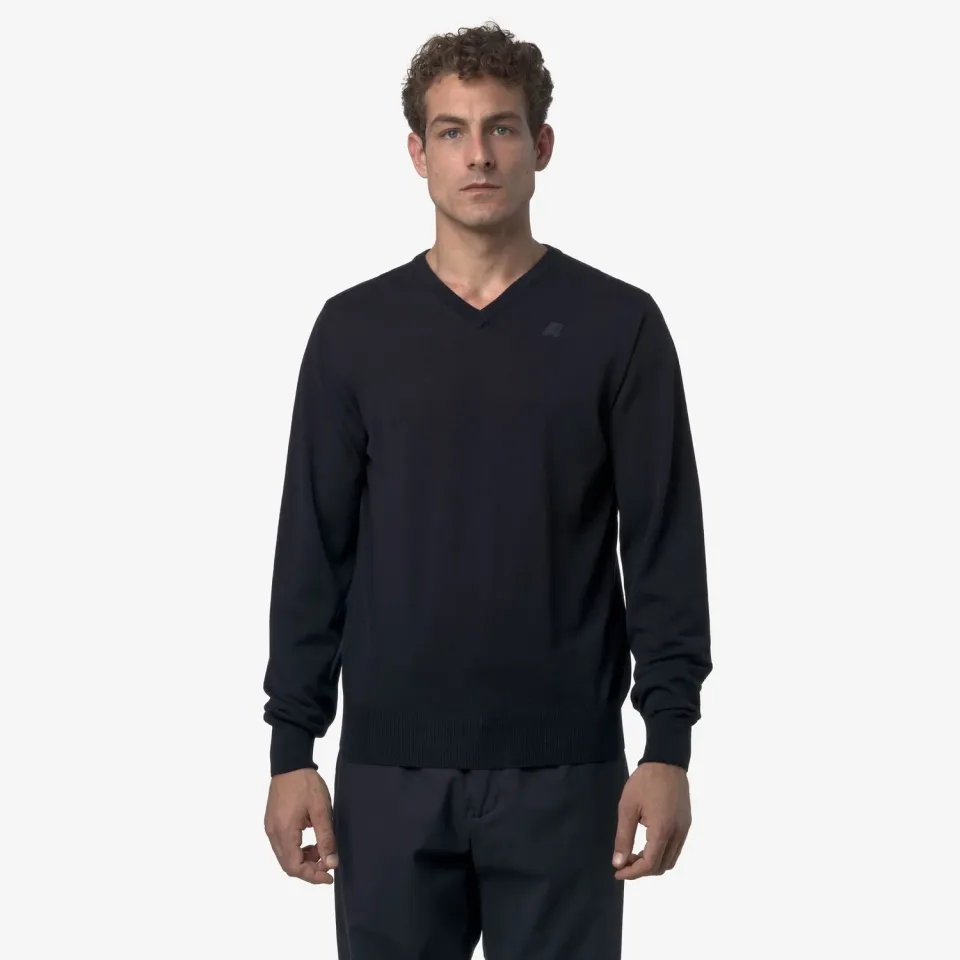 K-Way Antoine Merino pulover barbati Blue Depth lana