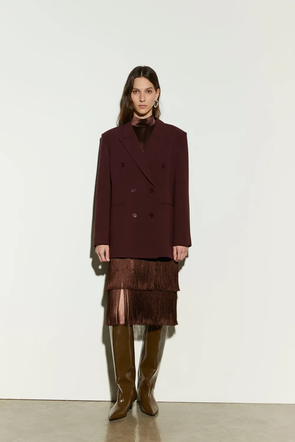 Isabelle Blanche blazer burgundy la două rânduri