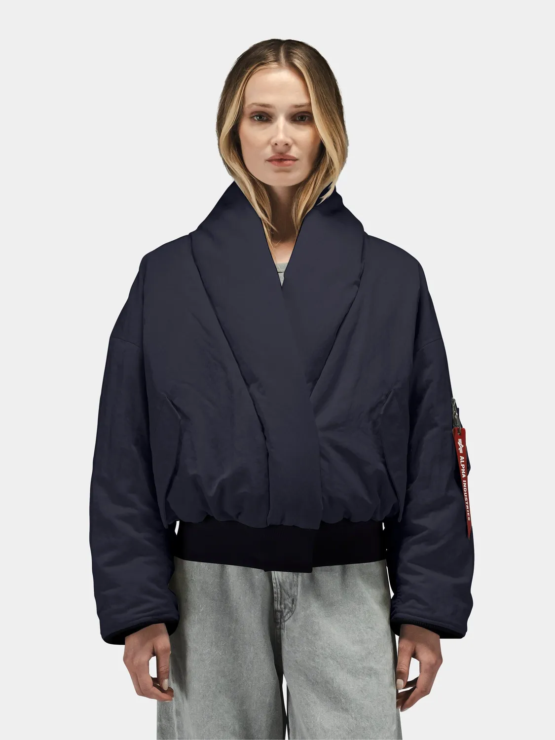Alpha Industries Shawl Collar Bomber Jacket geaca dama Cocoa puf