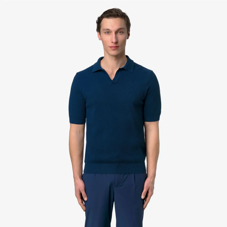 K-Way Pleyr tricou polo barbati albastru denim bumbac