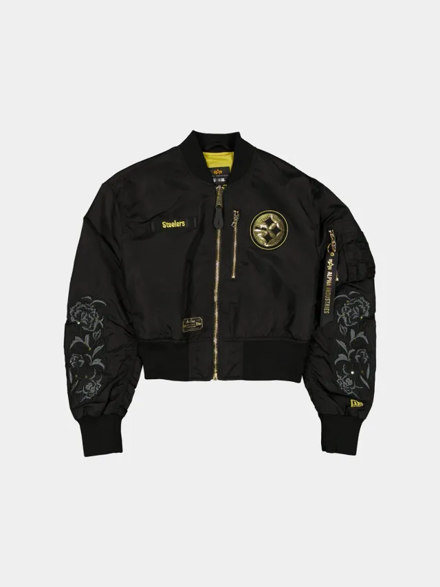 Alpha Industries L-2B Steelers geaca bomber dama cropped negru