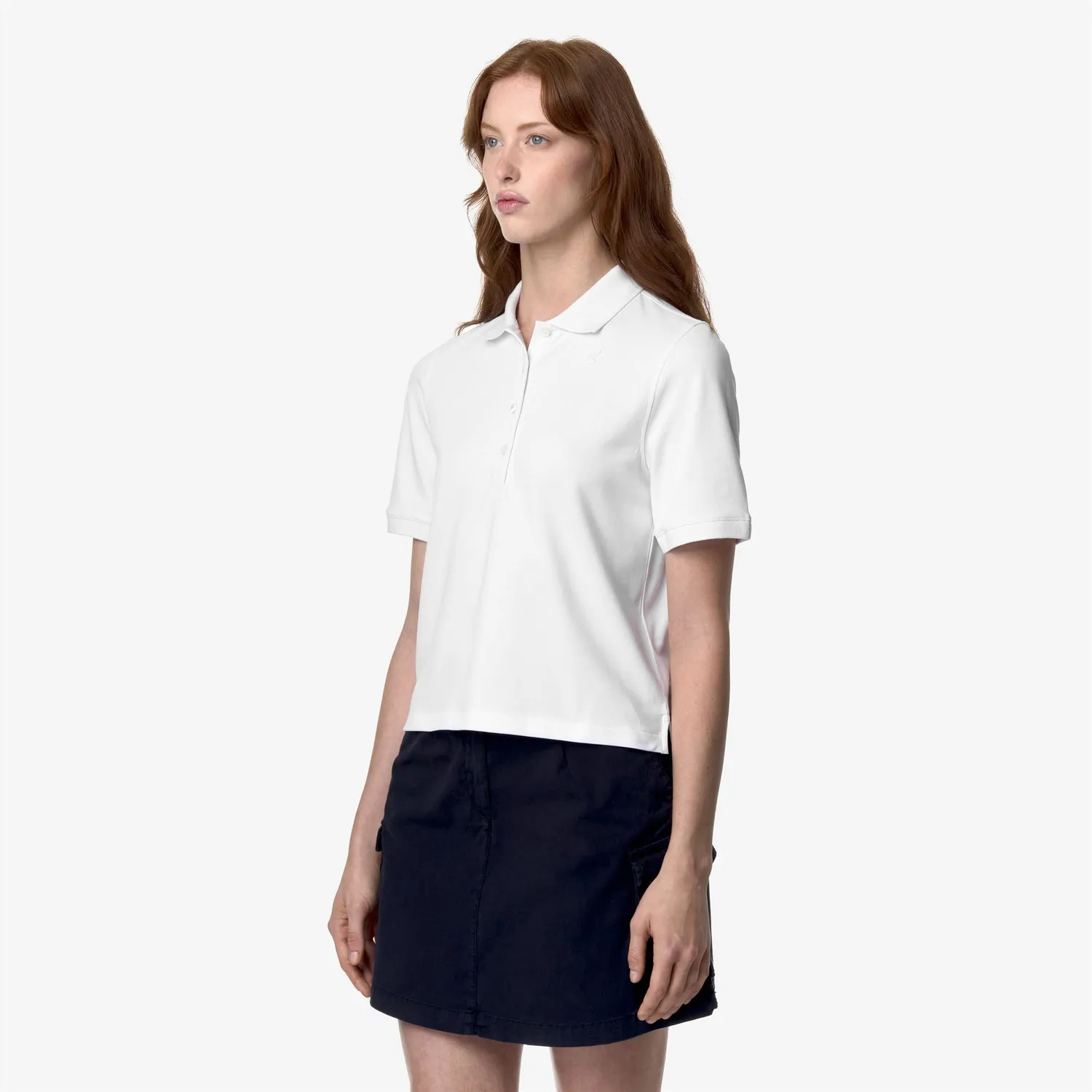 K-Way Liselle tricou polo dama alb bumbac stretch