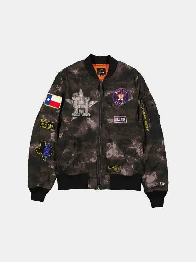 Alpha Industries MA-1 Houston Astros bomber negru camo intermediar