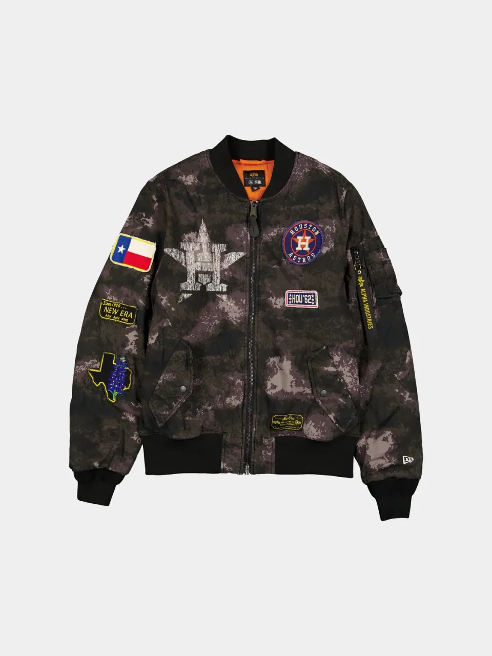 Alpha Industries MA-1 Houston Astros bomber negru camo intermediar