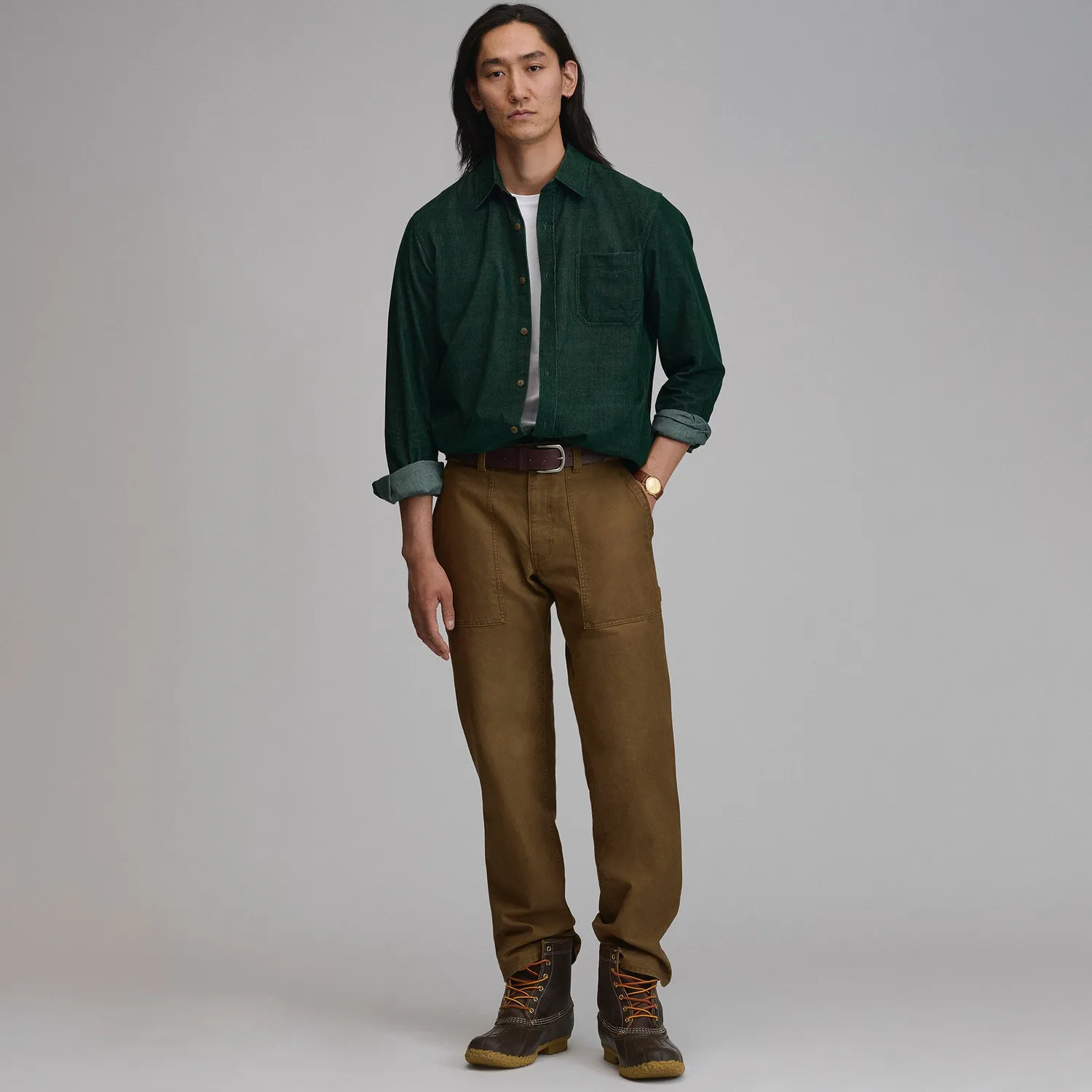 Eddie Bauer Fine Wale cămașă bărbați indigo catifea