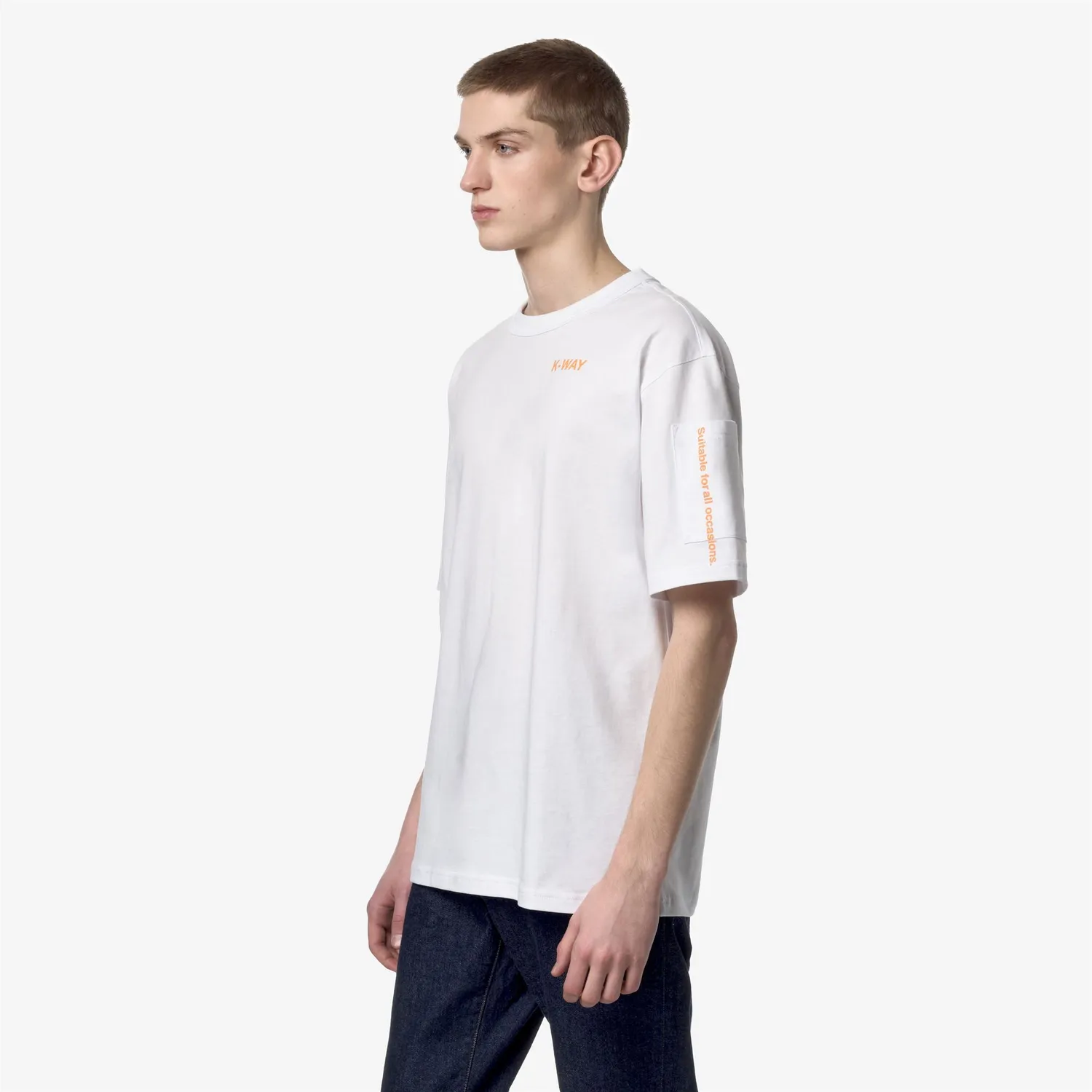 K-Way Fantome tricou bumbac alb-portocaliu barbati