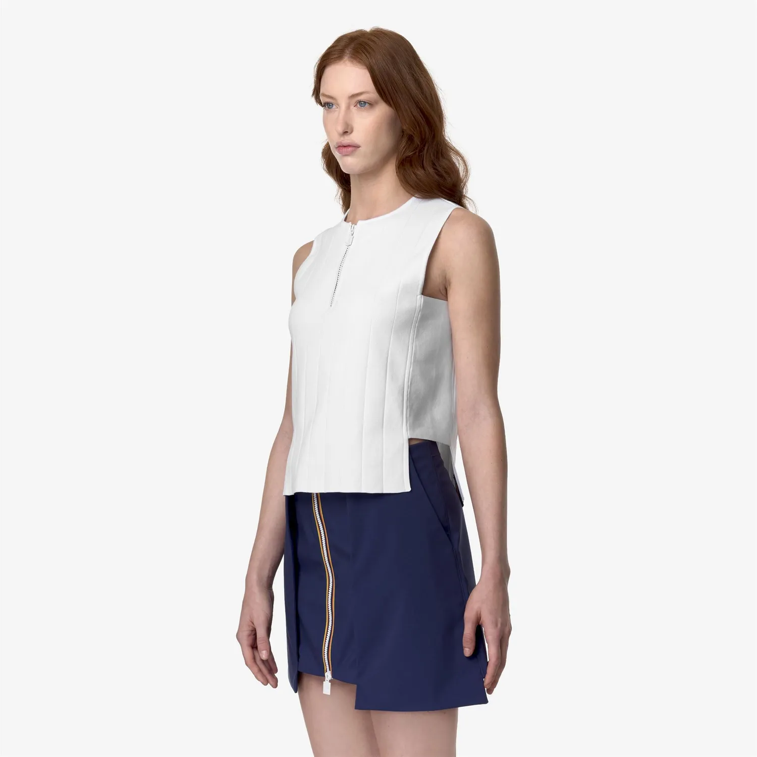 K-Way Jaelle Knitted vesta tricotata dama alba bumbac