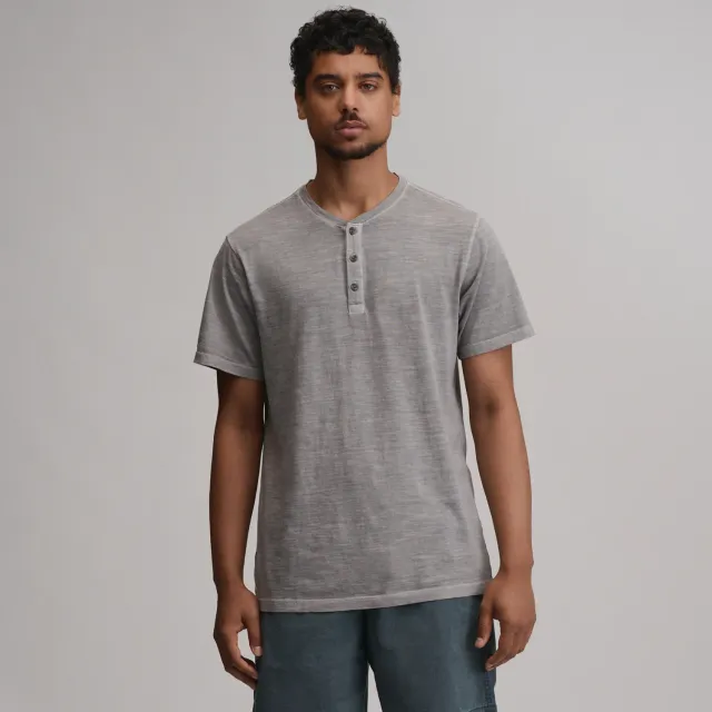 Eddie Bauer Sunwashed tricou henley Palm bumbac