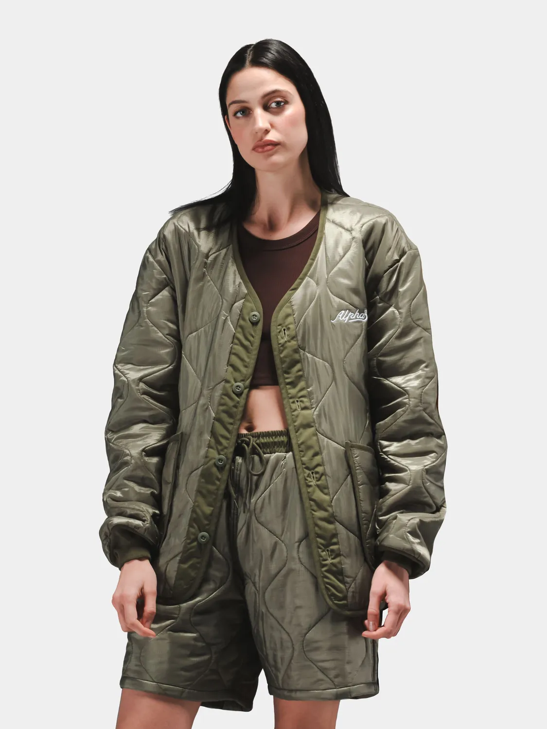 Alpha Industries Relaxed Quilted sort verde OG-107