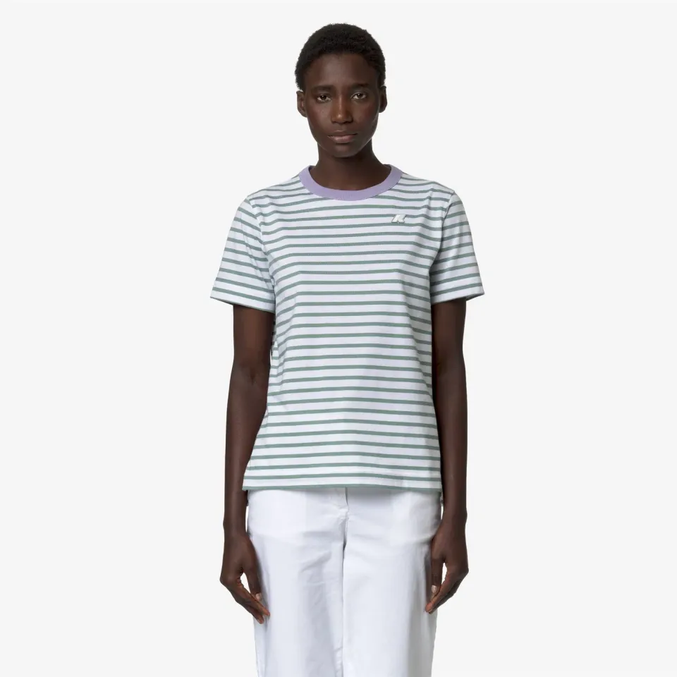 K-Way Emeli Stripes tricou dama alb dungi