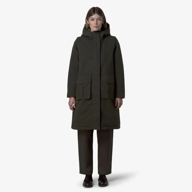 K-Way Brunil Cotton Feel parka lunga dama verde calduroasa