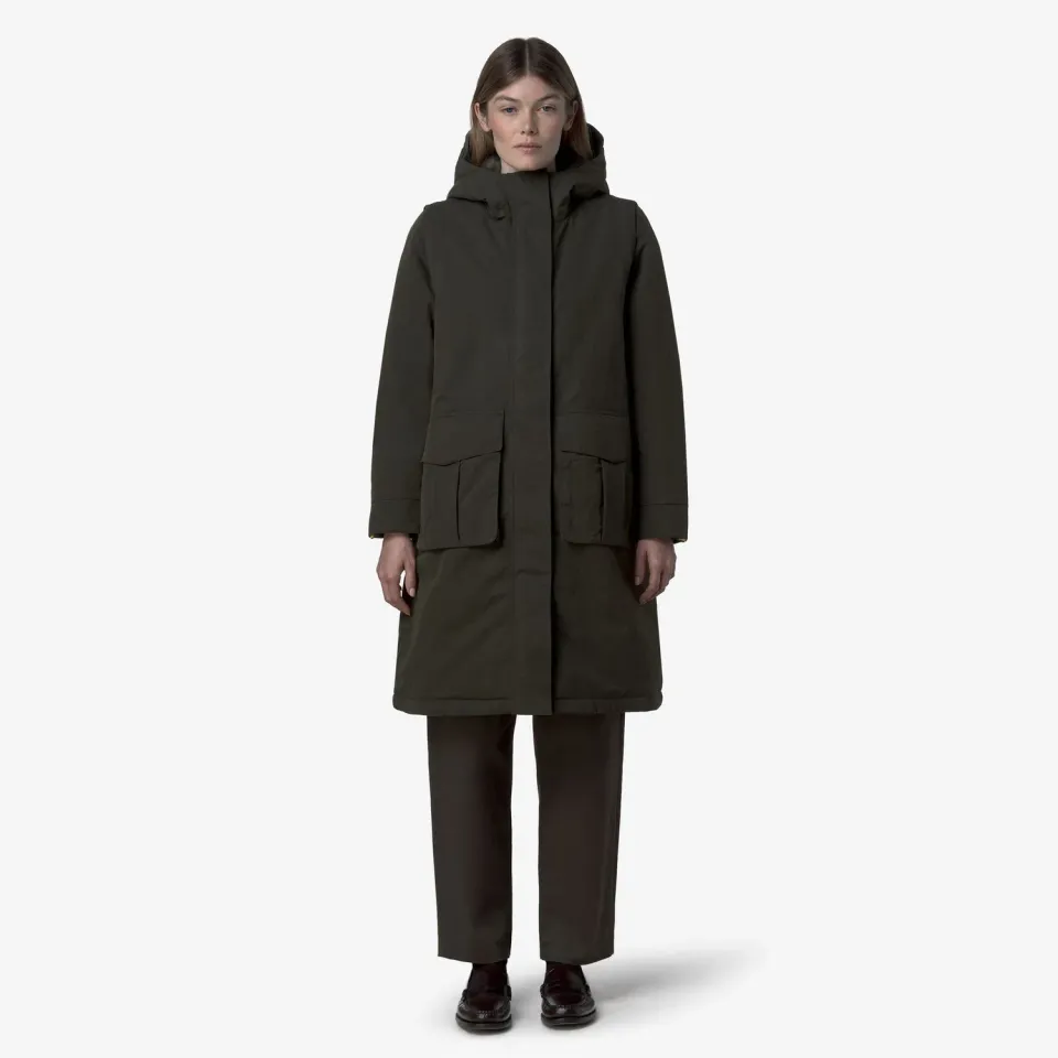 K-Way Brunil Cotton Feel parka lunga dama verde calduroasa
