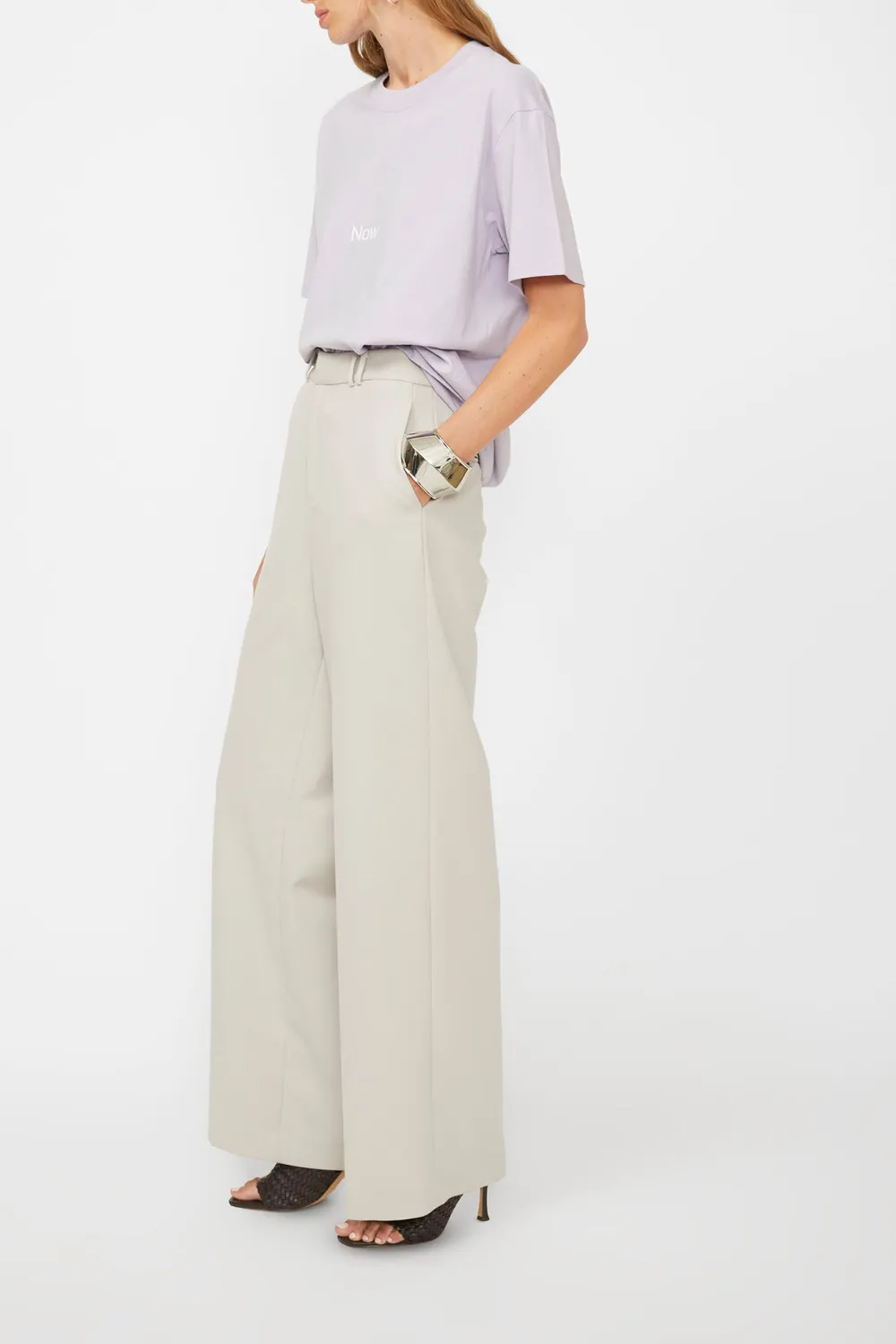 Isabelle Blanche pantaloni gri croiti elastan