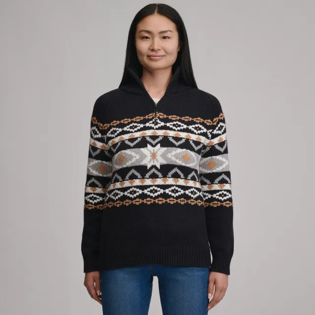 Eddie Bauer Everloft Jacquard pulover dama negru calduros