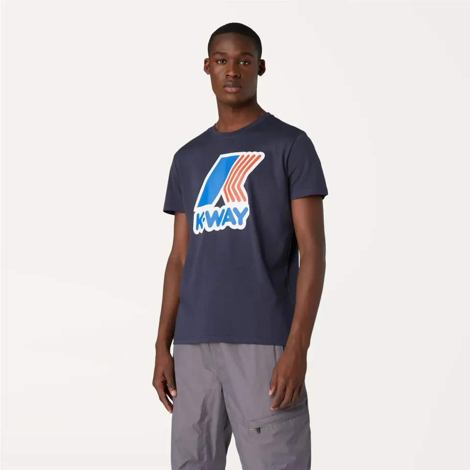 K-Way Pete Macro Logo tricou barbati Blue Depth bumbac