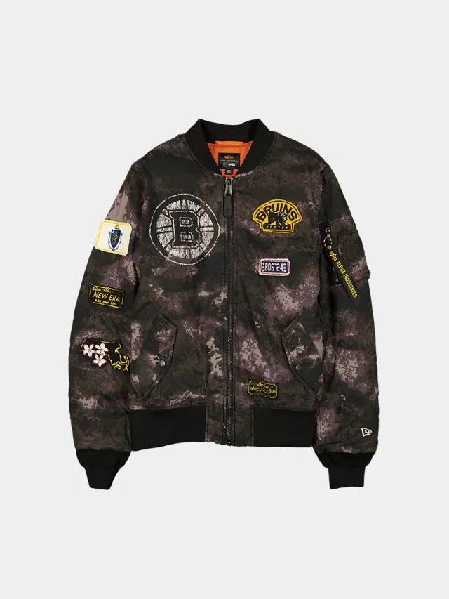 Alpha Industries MA-1 Boston Bruins geacă bomber neagră camo