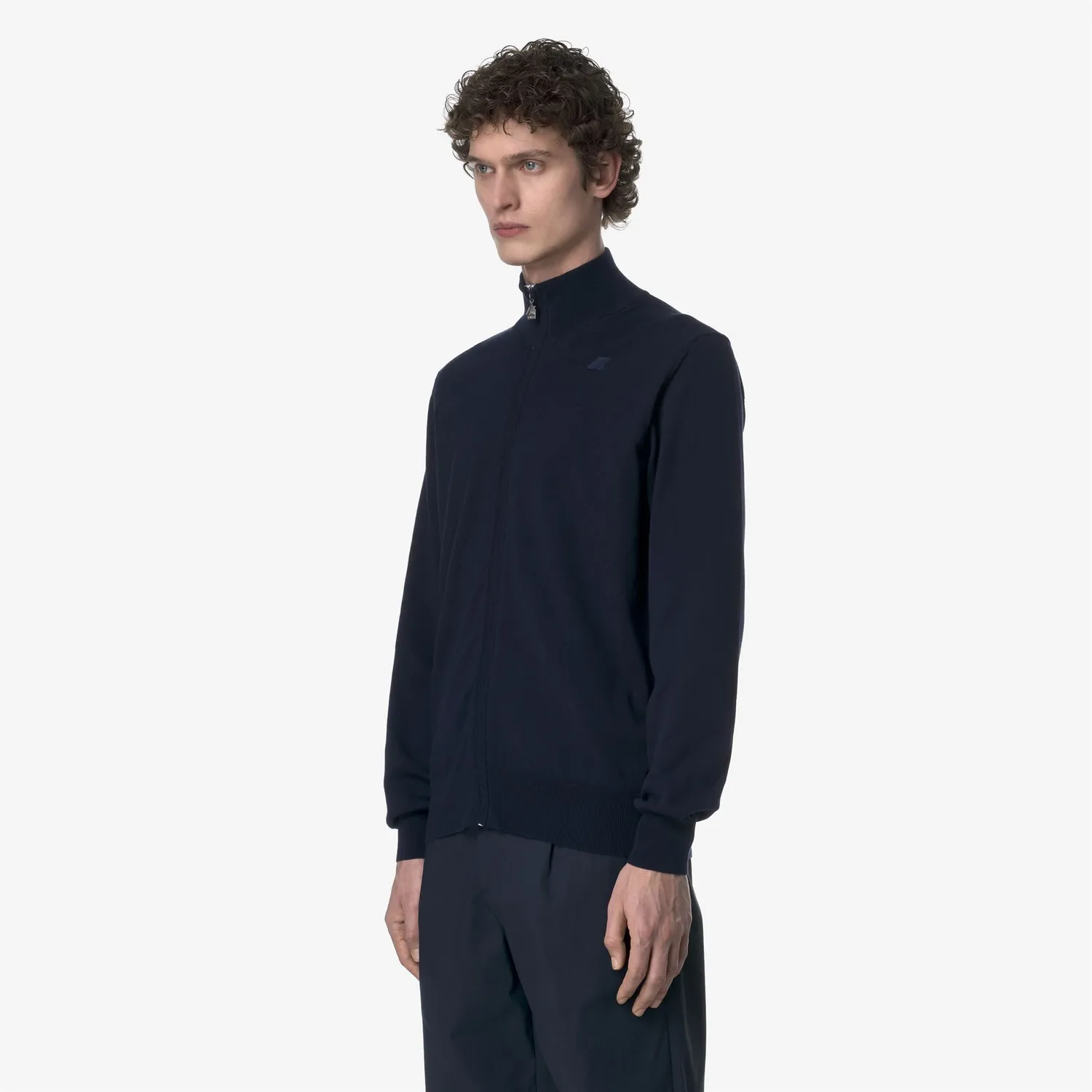 K-Way Finny Cotton cardigan barbati albastru zip antipilling