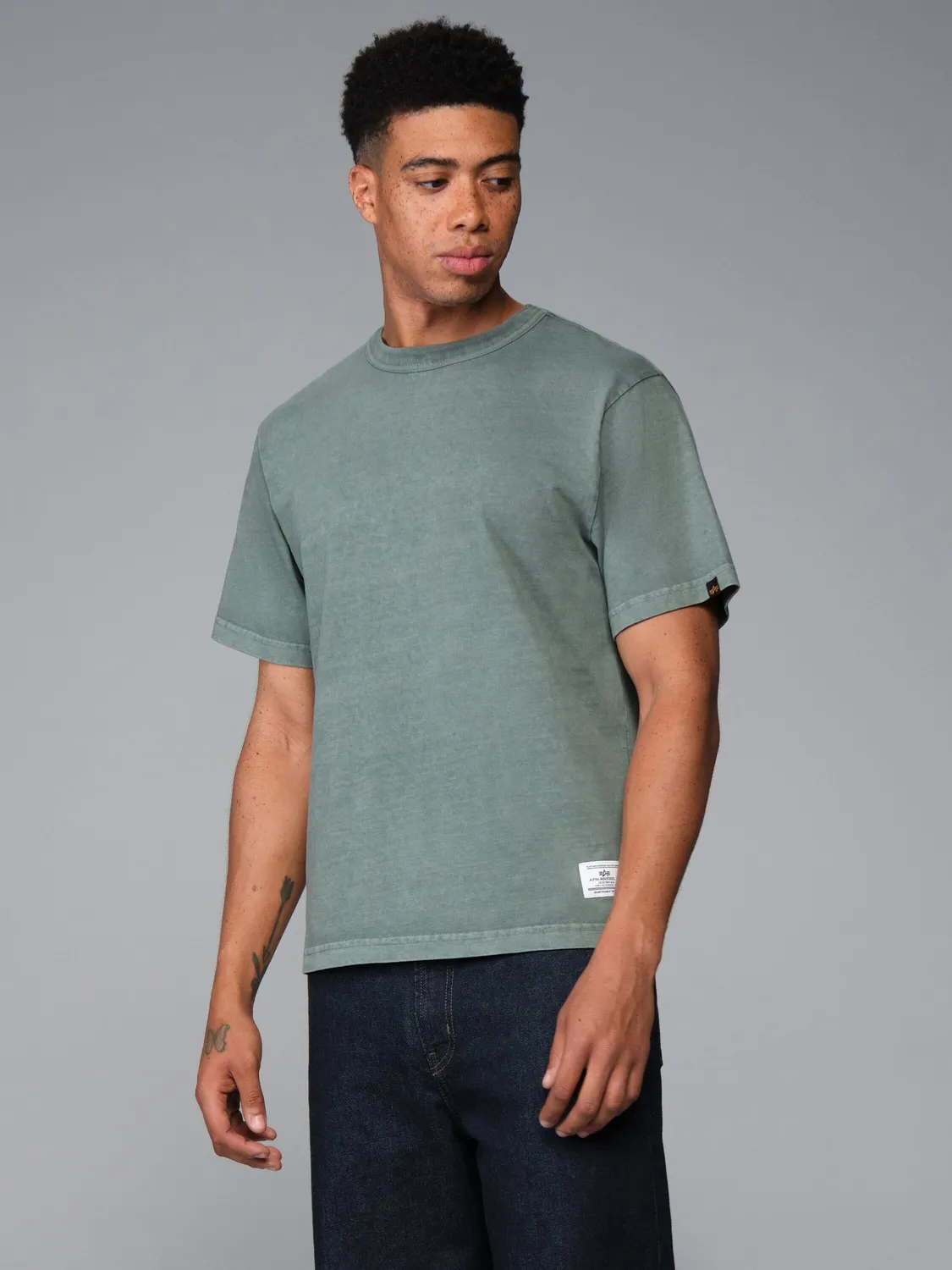 Alpha Industries Essential Battlewash tricou negru bumbac
