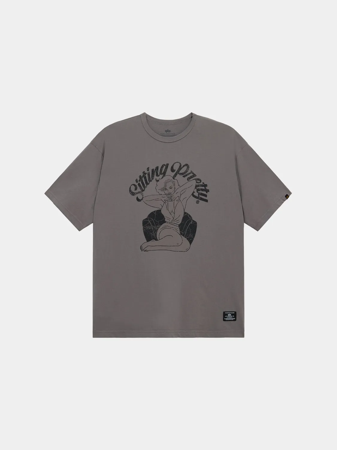 Alpha Industries Sitting Pretty tricou gri Mid Gray bumbac