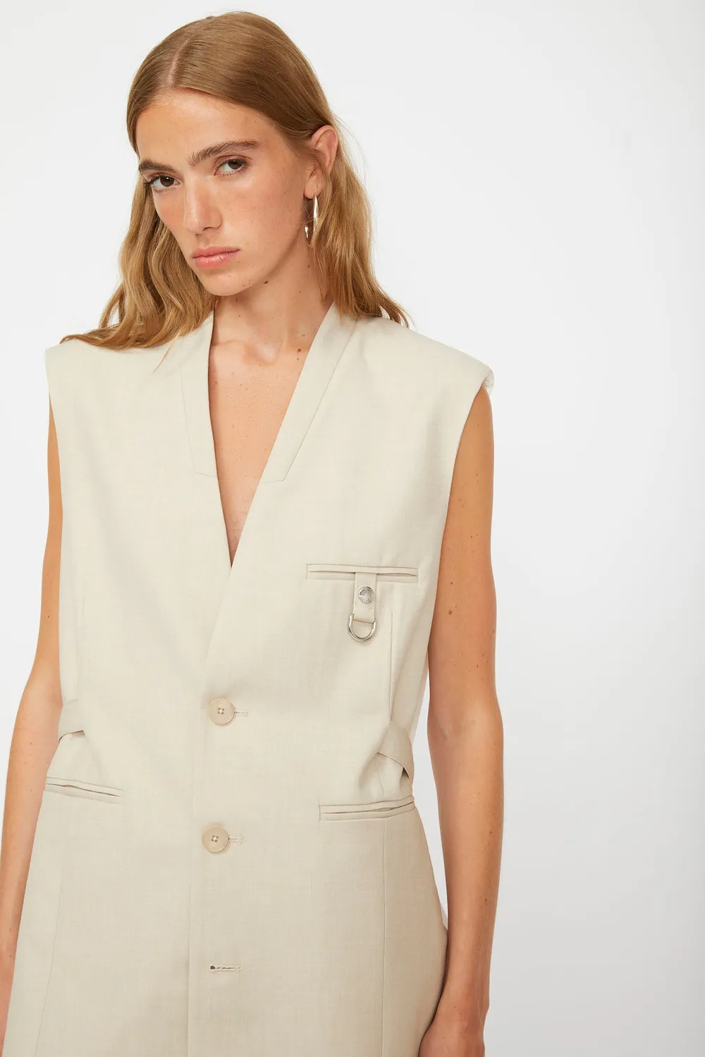 Isabelle Blanche rochie tip taior Taupe poliester