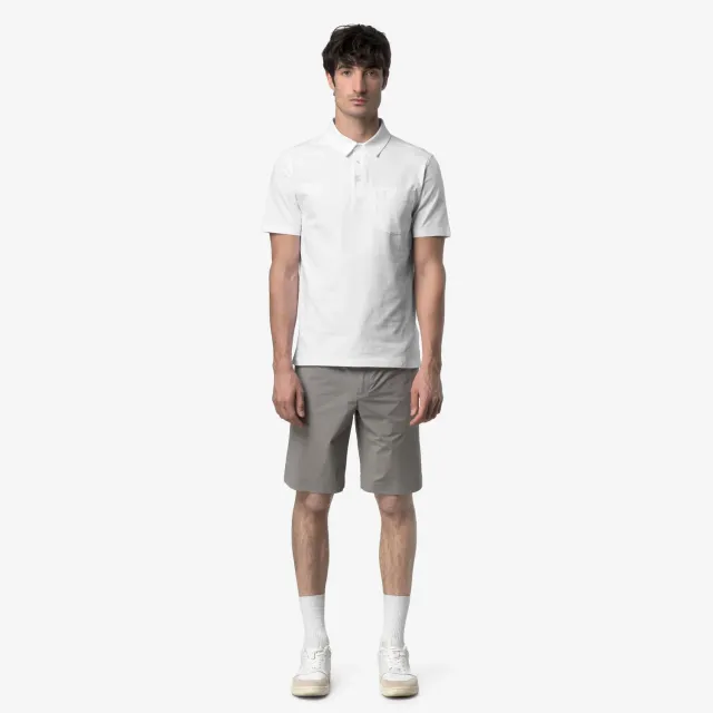 K-Way Vanoine polo barbati alb slim din jerseu stretch