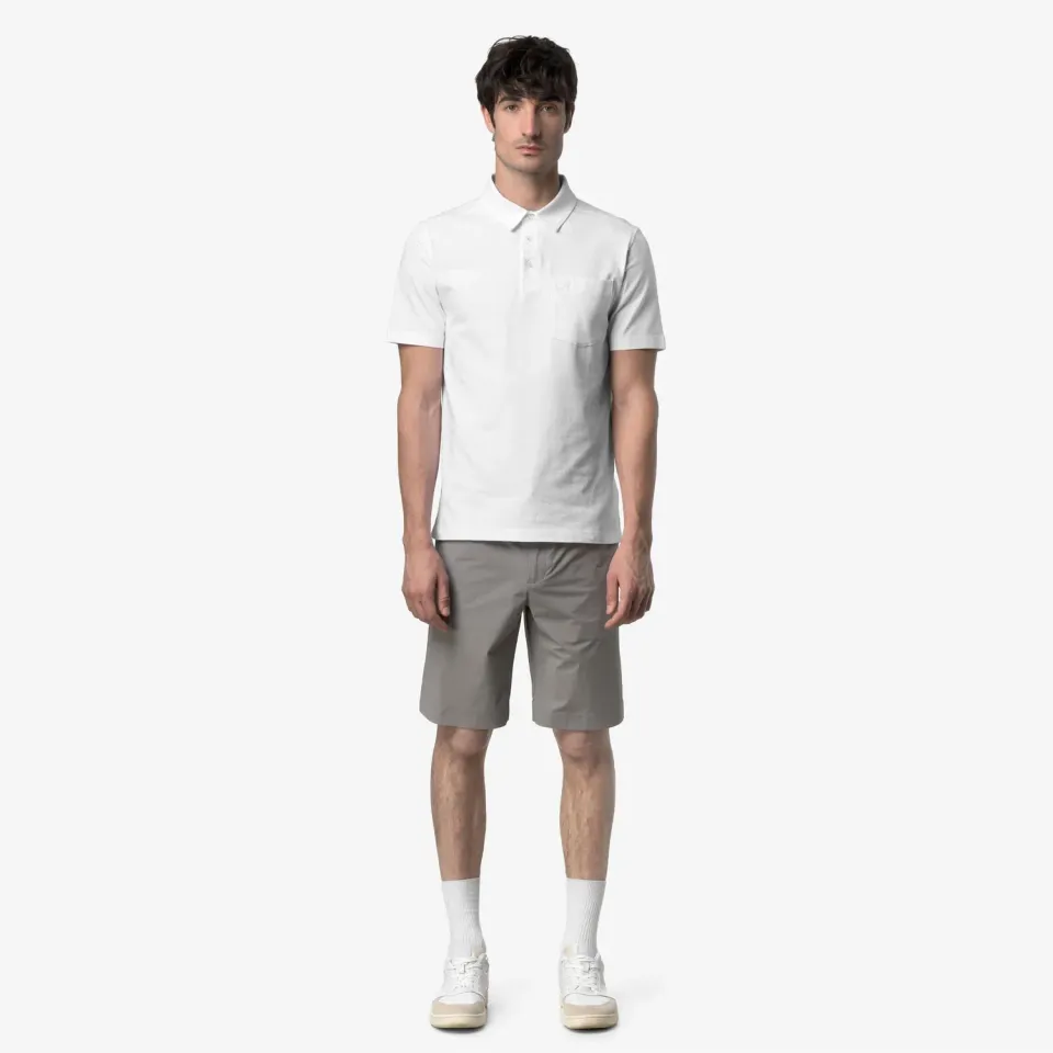 K-Way Vanoine polo barbati alb slim din jerseu stretch
