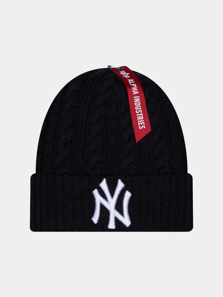 Alpha Industries New York Yankees Cable Knit caciula navy lana