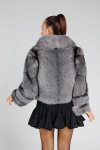 Mareus Silver Frost 381 haină blană vulpe argintie scurtă