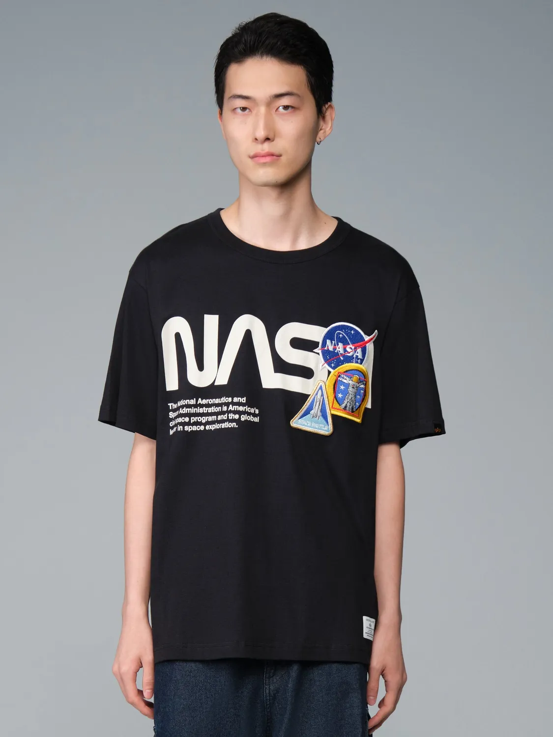 Alpha Industries Nasa Galaxy tricou negru bumbac